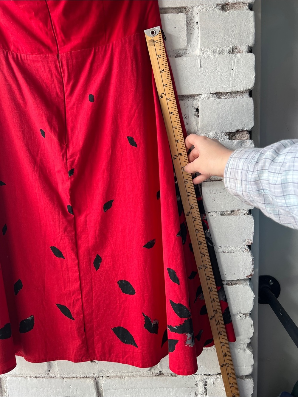 Red Floral Halter Midi Dress vintage le chateau - Picture 15 of 16